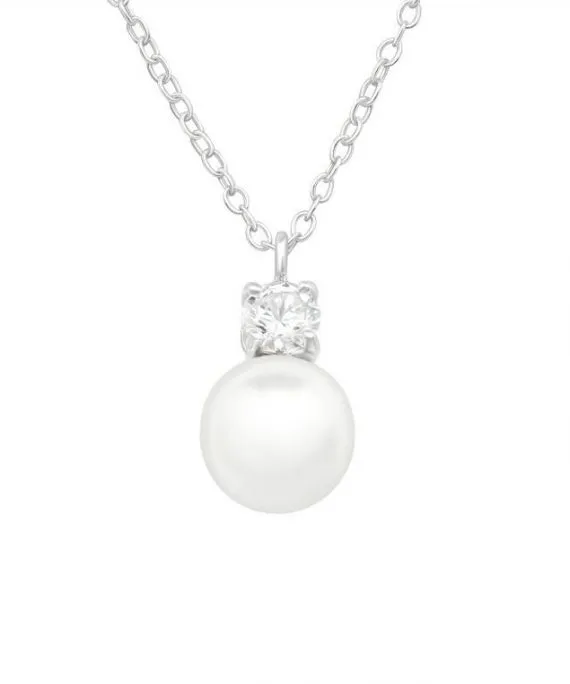 Strieborný náhrdelník Ball white