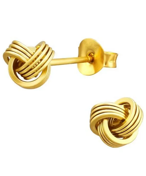 Strieborné náušnice Golden Knot