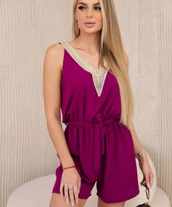 Dámsky overal s čipkou Plum